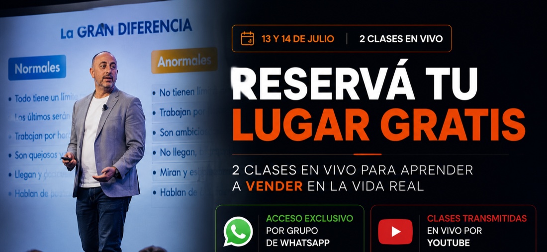 Reservá tu lugar gratis — 2 clases en vivo el 13 y 14 de Julio. Acceso por grupo de WhatsApp, transmitidas por YouTube.